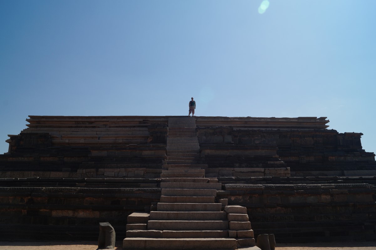 The base of a large building inside the complex. That's Danielle at the top, for scale.