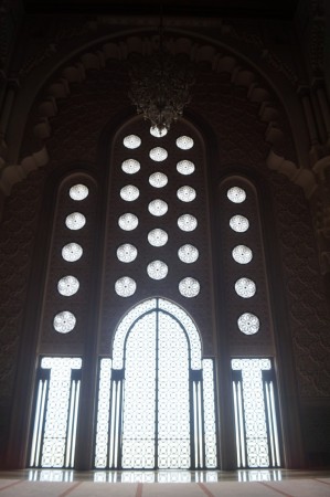 Sunlight coming through the huge doors and windows facing the Atlantic Ocean.