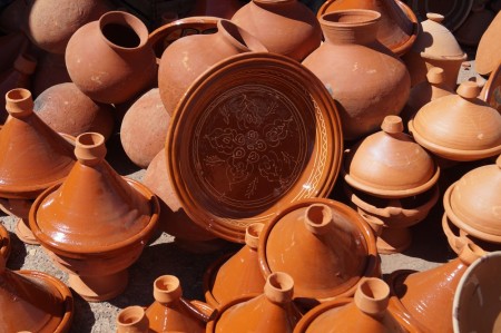 Pottery for sale at Asni's weekly market.