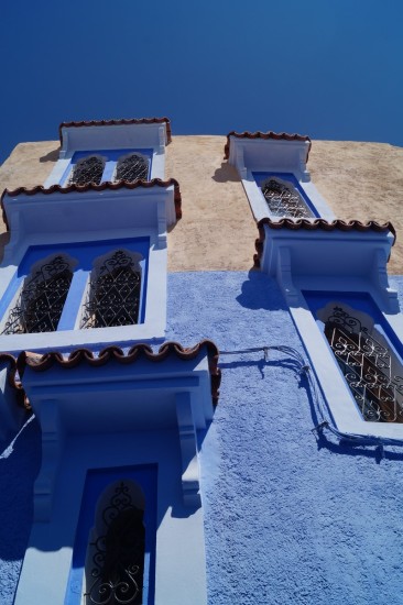 Blue walls and windows in Chefchaouen.