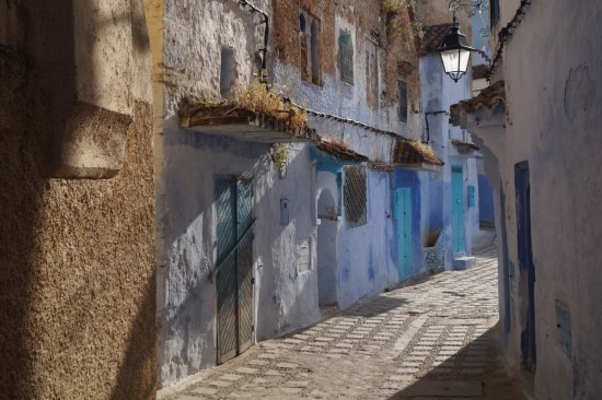 The streets of Chefchaouen just after sunrise.