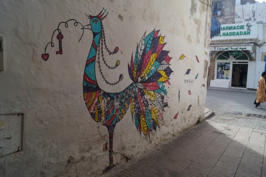 Street art in an ally in the center of the medina.