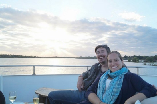 At the start of the cruise, on the Zambezi river.