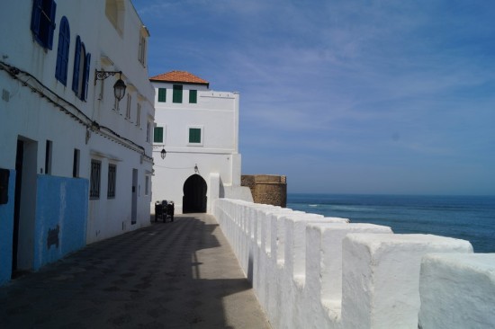 The contrast between the white-washed walls and the blue sky and ocean was breathtaking. 