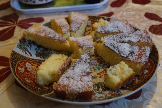 The coffee cake. A little drier than we're used to, but it went great with the coffee.