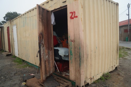 Each shipping container held two families.