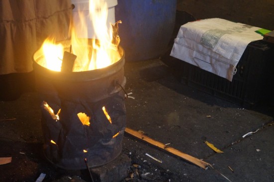 It was quite cold that day so fires were lit inside of the bars. It helped warm things up but created a ton of smoke.