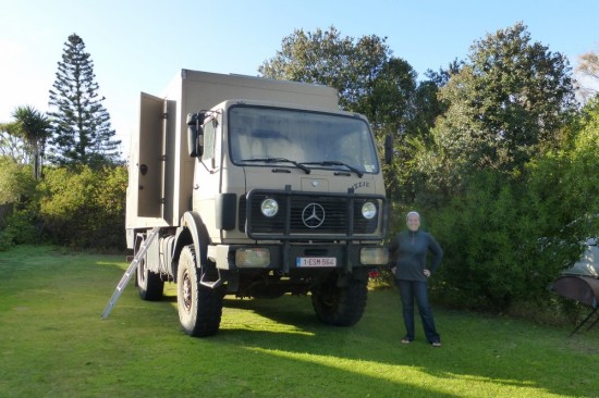 Izzie, a 34 year-old refrigerator truck that has been converted for long-term travel.
