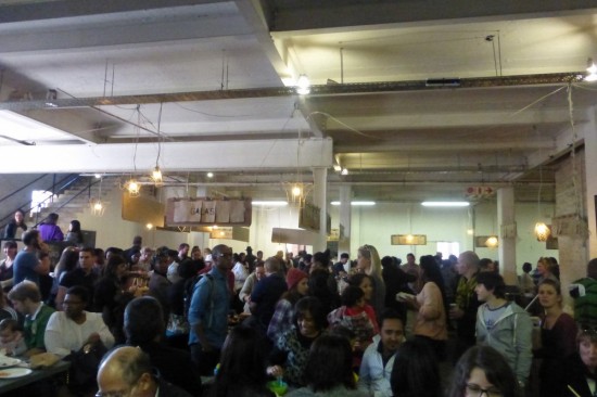 The first floor was filled with booths selling everything from chocolate to beer to tacos to flatbreads