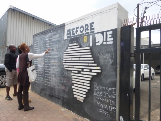 We found a 'Before I Die' wall on the walk to the market. I normally love these things, but the graphic messages written on this one left something to be desired.