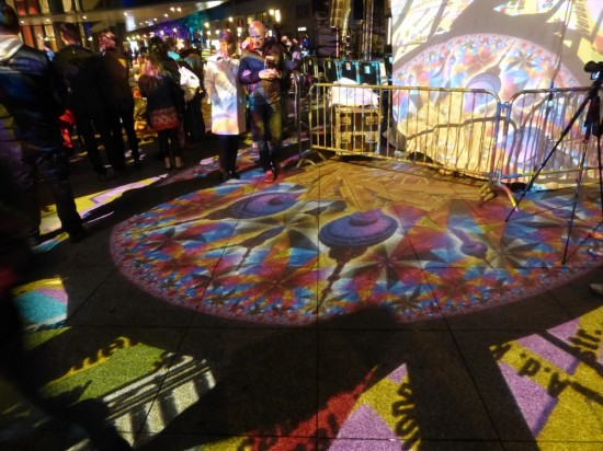 While the building light displays in the Platz were less intersting (mostly because of the amount of ambient light), the street kaleidoscopes were really cool.